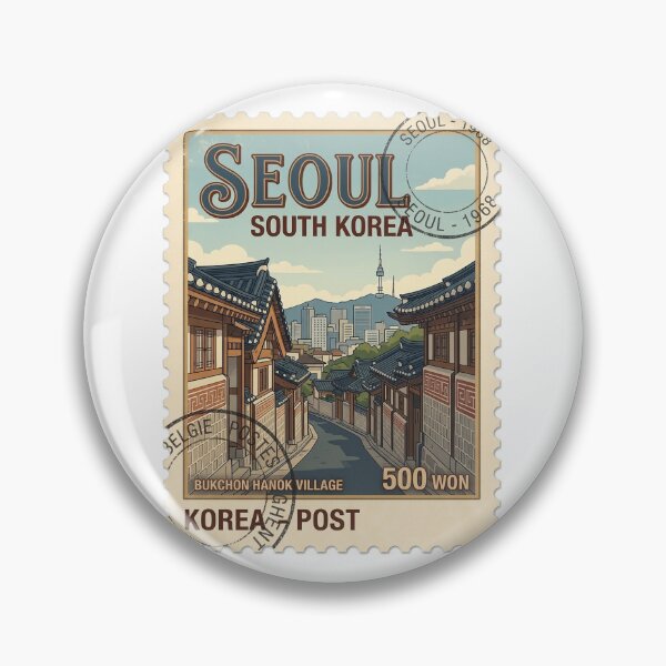 Item preview, Seoul South Korea Bukchon Hanok Village Travel Stamp designed and sold by k3rstman1.