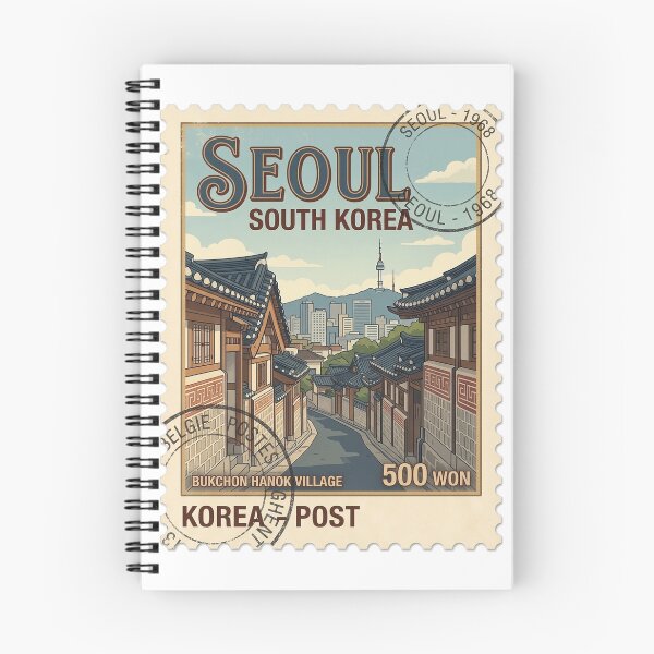Item preview, Seoul South Korea Bukchon Hanok Village Travel Stamp designed and sold by k3rstman1.