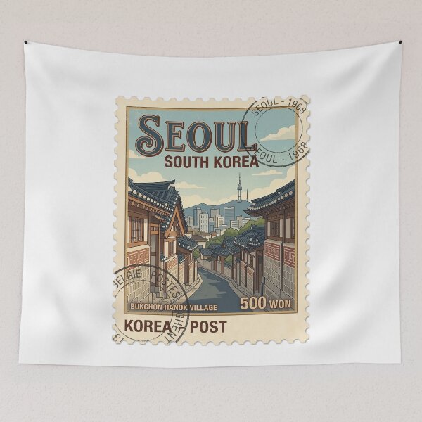 Item preview, Seoul South Korea Bukchon Hanok Village Travel Stamp designed and sold by k3rstman1.