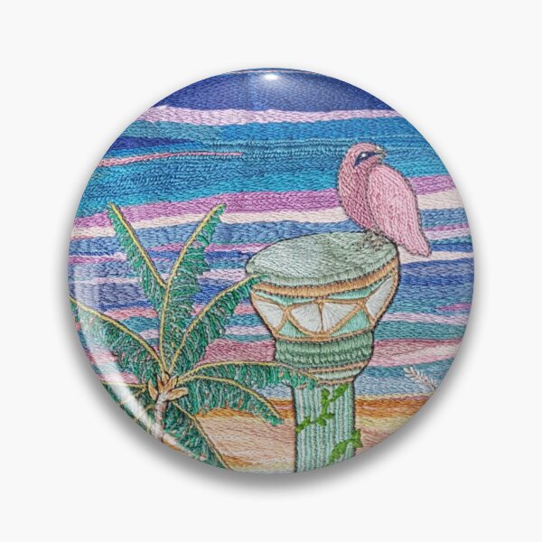 Item preview, Ocean Bird Column Thread Painting Tapestry designed and sold by LyLauDesign.