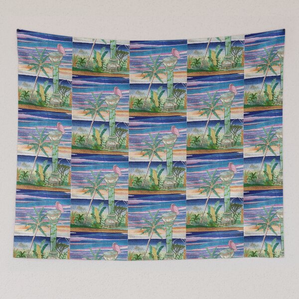 Item preview, Ocean Bird Column Thread Painting Tapestry designed and sold by LyLauDesign.