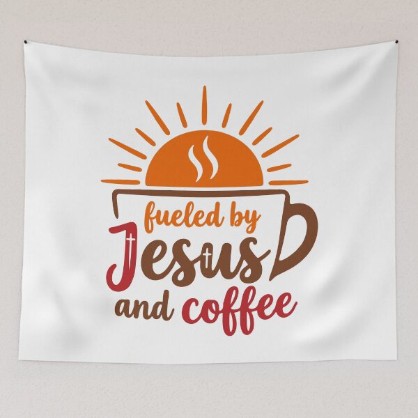 Item preview, Fueled by Jesus and Coffee Christian Faith Sunrise Mug Design designed and sold by LOVEARTDESIGN.