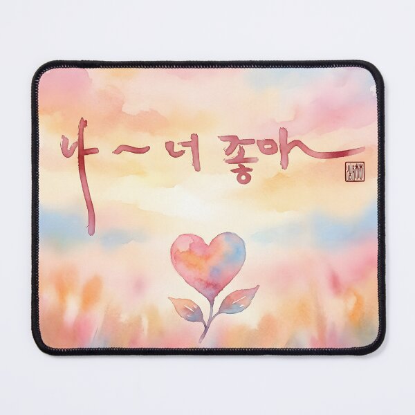 Item preview, Romantic Watercolor Korean Calligraphy with Heart Illustration designed and sold by K-Brush.