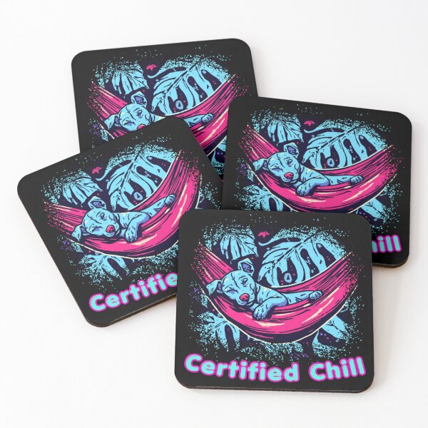 Item preview, Certified Chill Sleeping Dog / Relaxing Hammock Puppy / Retro Neon Dog Illustration designed and sold by TestudoDesign.
