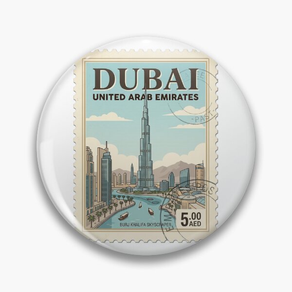 Item preview, Vintage Dubai Burj Khalifa Travel Stamp designed and sold by k3rstman1.