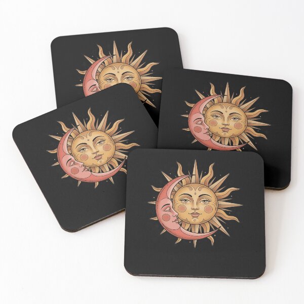 Item preview, Funny Sun Face Pink Crescent Moon Celestial Stars Art designed and sold by elderberry.