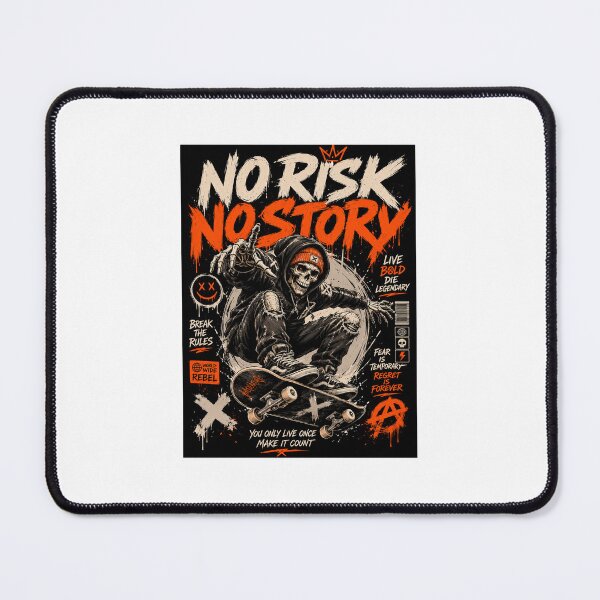 Item preview, No Risk No Story – Skeleton Skateboard Streetwear designed and sold by dailyrebel.