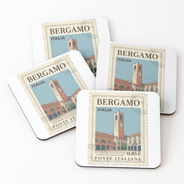 Item preview, Vintage Bergamo Italy Travel Stamp Campanone Tower designed and sold by k3rstman1.