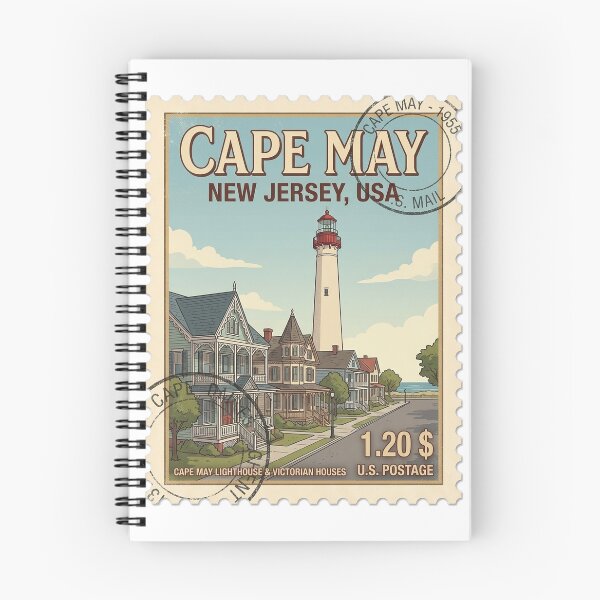 Item preview, Cape May Lighthouse Victorian Houses Travel Stamp designed and sold by k3rstman1.