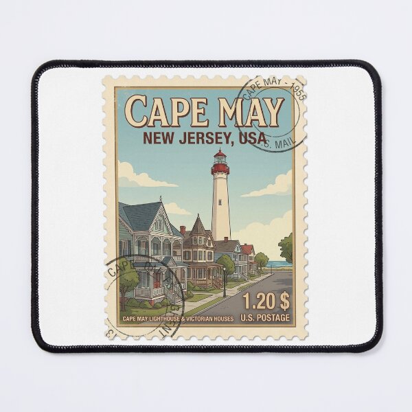 Item preview, Cape May Lighthouse Victorian Houses Travel Stamp designed and sold by k3rstman1.