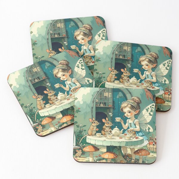Item preview, Tiny Fairy Magical Tea Party | Cottagecore Woodland Fantasy Illustration designed and sold by RSDigitalPrintDesign.