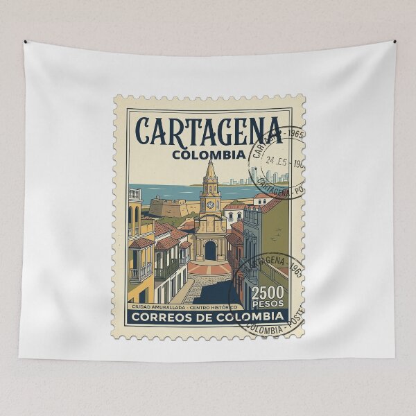 Item preview, Vintage Cartagena Colombia Walled City Travel Stamp designed and sold by k3rstman1.
