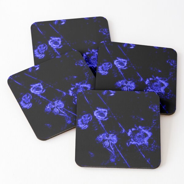 Item preview, Neon Bloom in the Void — Electric Blue Dark Floral Botanical Print designed and sold by BatNature.