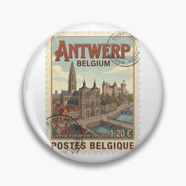 Item preview, Antwerp Belgium Travel Stamp Cathedral Het Steen designed and sold by k3rstman1.