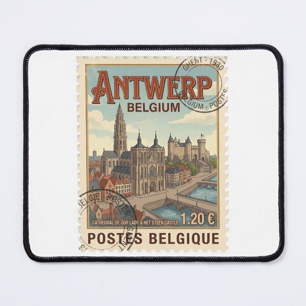 Item preview, Antwerp Belgium Travel Stamp Cathedral Het Steen designed and sold by k3rstman1.
