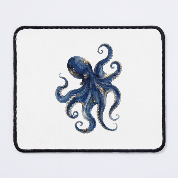 Item preview, Navy Blue & Gold Nautical Octopus Watercolor Painting designed and sold by SOUFIANE1991.