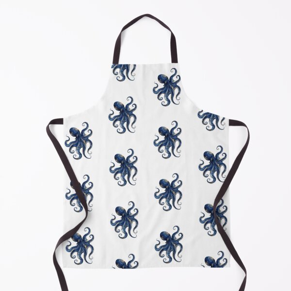 Item preview, Navy Blue & Gold Nautical Octopus Watercolor Painting designed and sold by SOUFIANE1991.
