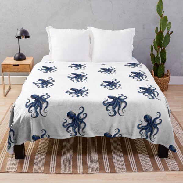 Item preview, Navy Blue & Gold Nautical Octopus Watercolor Painting designed and sold by SOUFIANE1991.