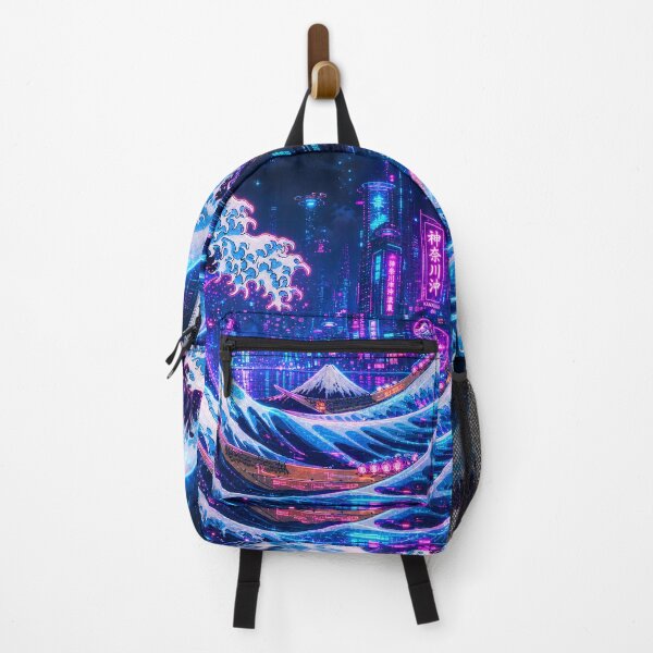 Item preview, Cyberpunk Great Wave | Japanese Neon Ocean Art | Hokusai designed and sold by RhymeArc.