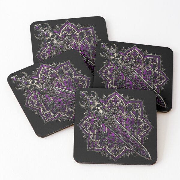 Item preview, Purple Mandala with Horned Skull and Dagger — Gothic Stained Glass designed and sold by David Mateo ArtWorks.