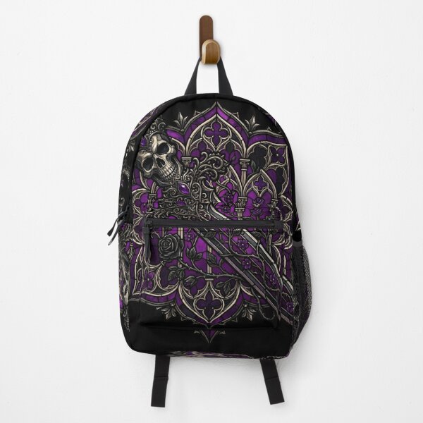 Item preview, Purple Mandala with Horned Skull and Dagger — Gothic Stained Glass designed and sold by David Mateo ArtWorks.
