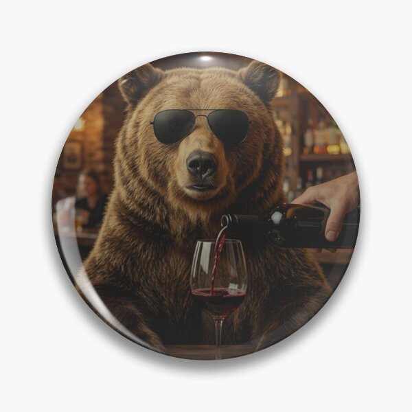 Item preview, Cool Bear Drinking Wine Bar Scene Funny Animal designed and sold by raedattia.