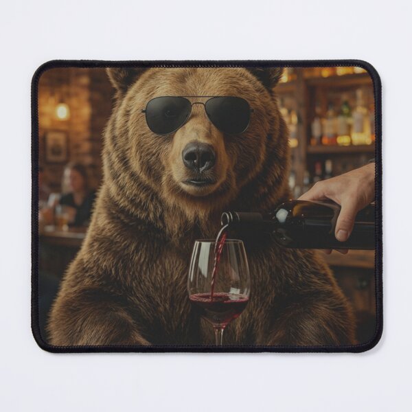 Item preview, Cool Bear Drinking Wine Bar Scene Funny Animal designed and sold by raedattia.