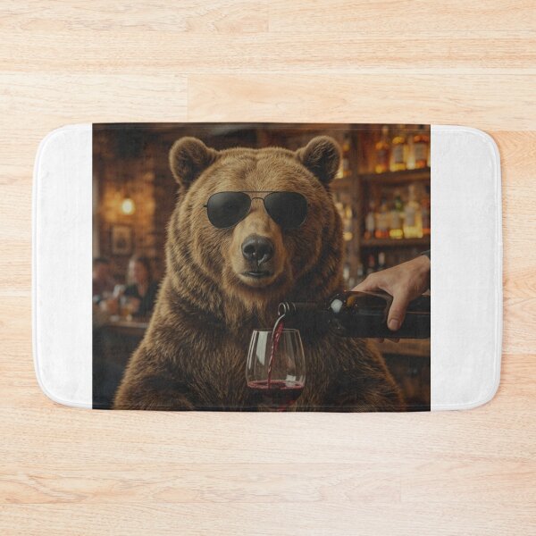 Item preview, Cool Bear Drinking Wine Bar Scene Funny Animal designed and sold by raedattia.