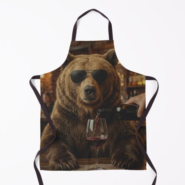 Item preview, Cool Bear Drinking Wine Bar Scene Funny Animal designed and sold by raedattia.