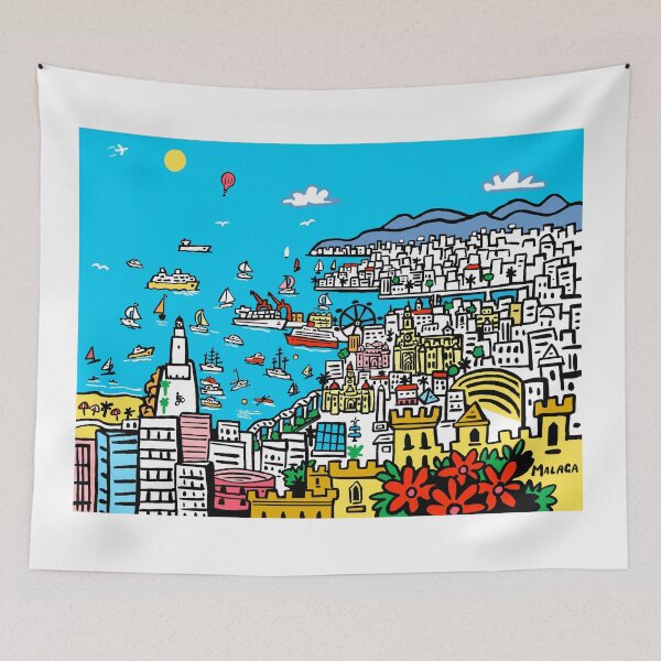 Item preview, Malaga City Spain Drawing designed and sold by Traveldrawings.