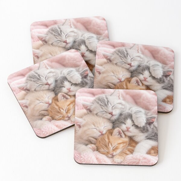 Item preview, Sleeping Kittens on Soft Pink Blanket designed and sold by Sasas Design.