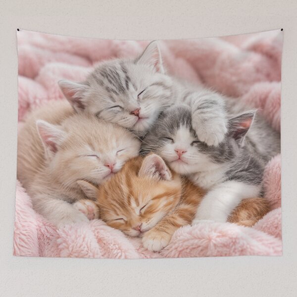 Item preview, Sleeping Kittens on Soft Pink Blanket designed and sold by Sasas Design.