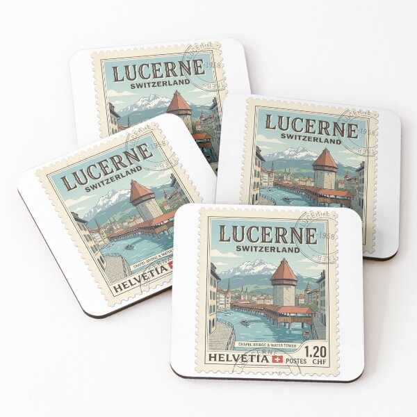 Item preview, Vintage Lucerne Switzerland Chapel Bridge Travel Stamp designed and sold by k3rstman1.