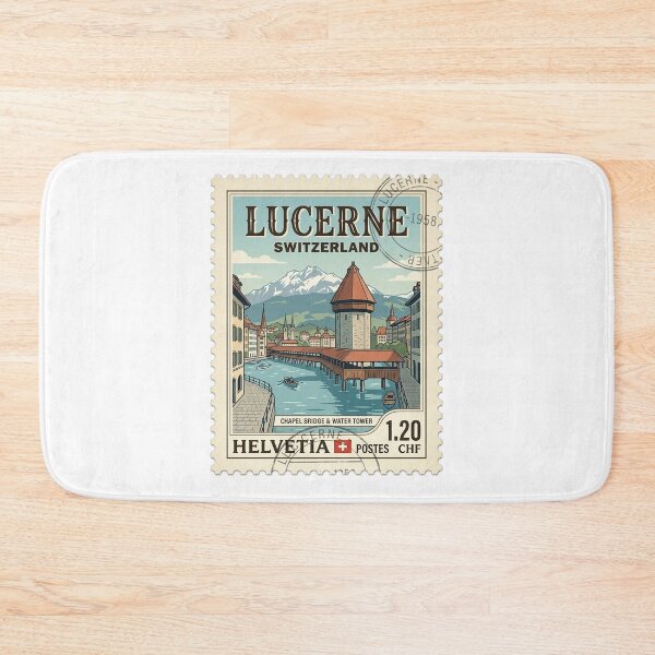 Item preview, Vintage Lucerne Switzerland Chapel Bridge Travel Stamp designed and sold by k3rstman1.