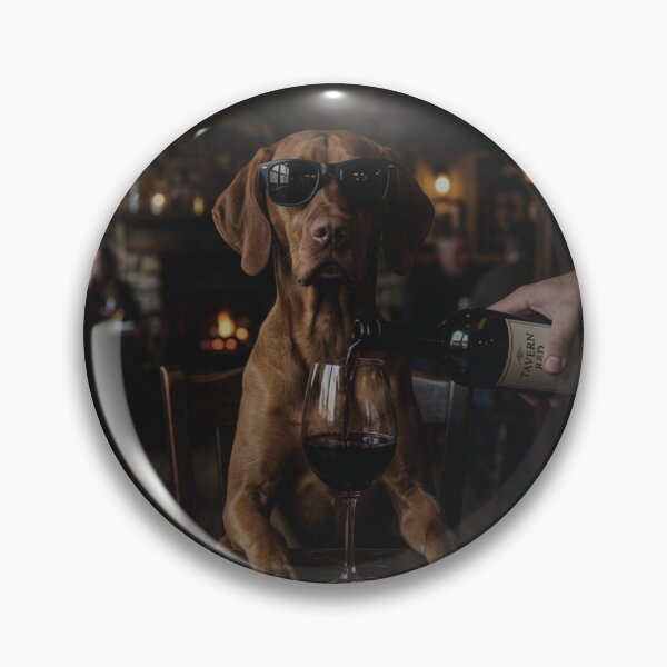 Item preview, Cool Vizsla Dog Drinking Wine Bar Scene Funny Pet Lover designed and sold by raedattia.