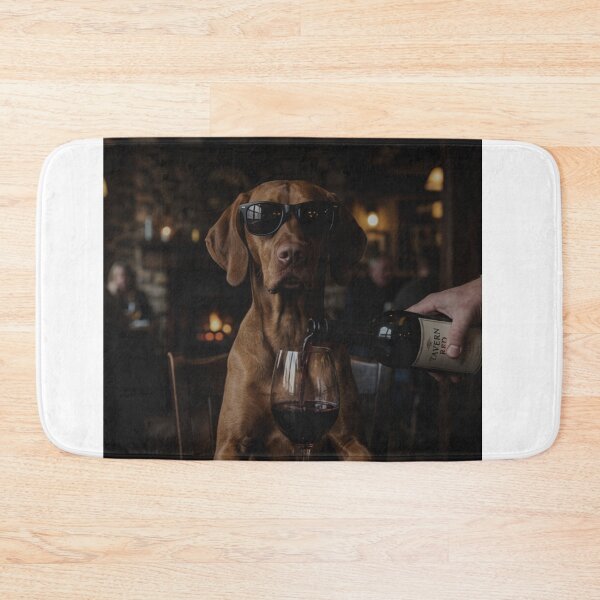 Item preview, Cool Vizsla Dog Drinking Wine Bar Scene Funny Pet Lover designed and sold by raedattia.