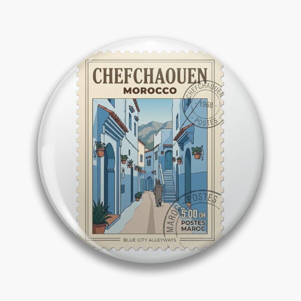 Item preview, Vintage Chefchaouen Morocco Blue City Travel Stamp designed and sold by k3rstman1.