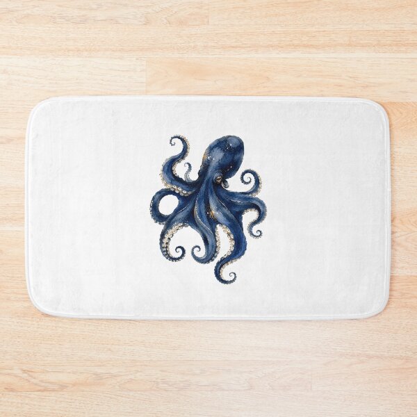Item preview,  Navy Blue & Gold Nautical Octopus Watercolor Painting designed and sold by SOUFIANE1991.