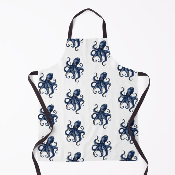 Item preview, Navy Blue & Gold Nautical Octopus Watercolor Painting designed and sold by SOUFIANE1991.