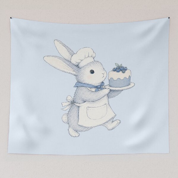 Item preview, Kitchen Decor Cute Baking Rabbit Illustration designed and sold by bosamji.