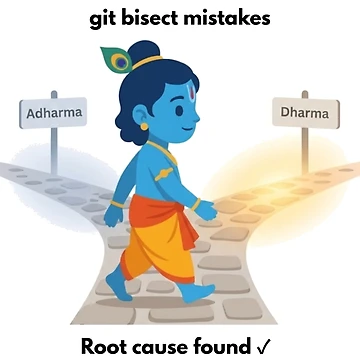 Artwork thumbnail, git bisect mistakes | Git Developer Sticker | Tech Humor by BhaktiByte