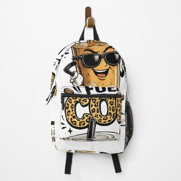 Item preview, Fueled by Coffee and Bad Ideas – Funny Iced Coffee Leopard Print Retro Design designed and sold by CreativeNest Prints.