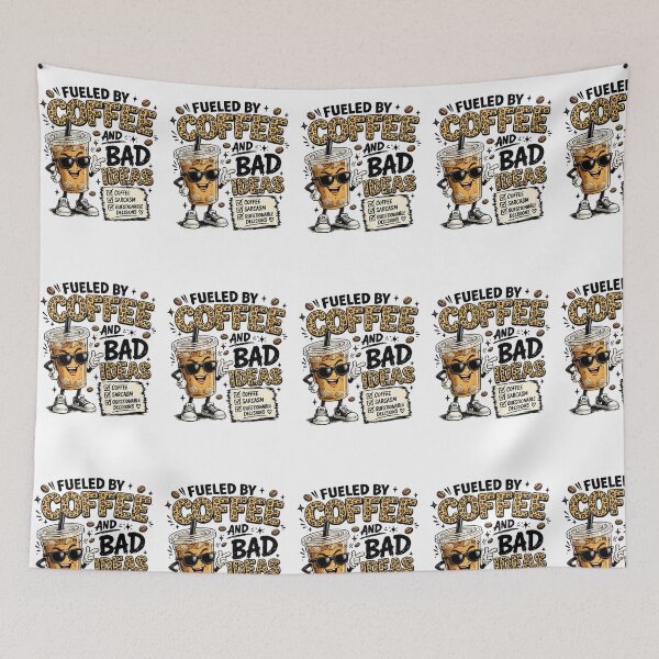 Item preview, Fueled by Coffee and Bad Ideas – Funny Iced Coffee Leopard Print Retro Design designed and sold by CreativeNest Prints.