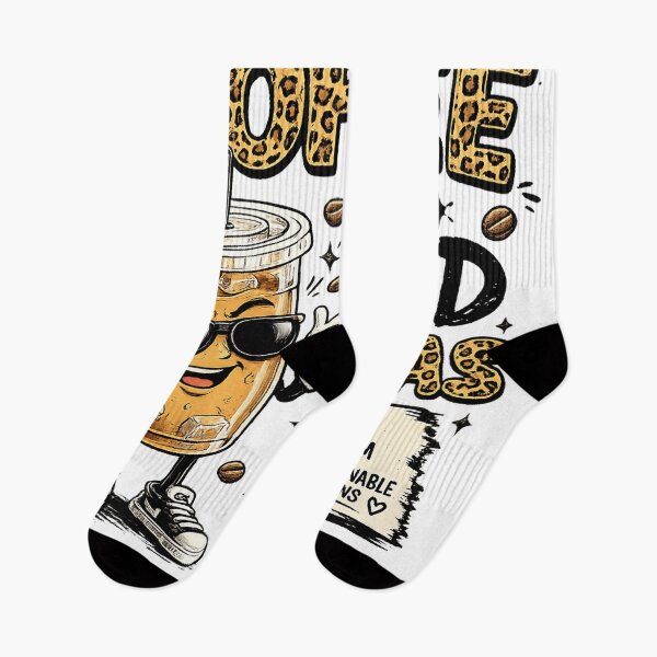 Item preview, Fueled by Coffee and Bad Ideas – Funny Iced Coffee Leopard Print Retro Design designed and sold by CreativeNest Prints.