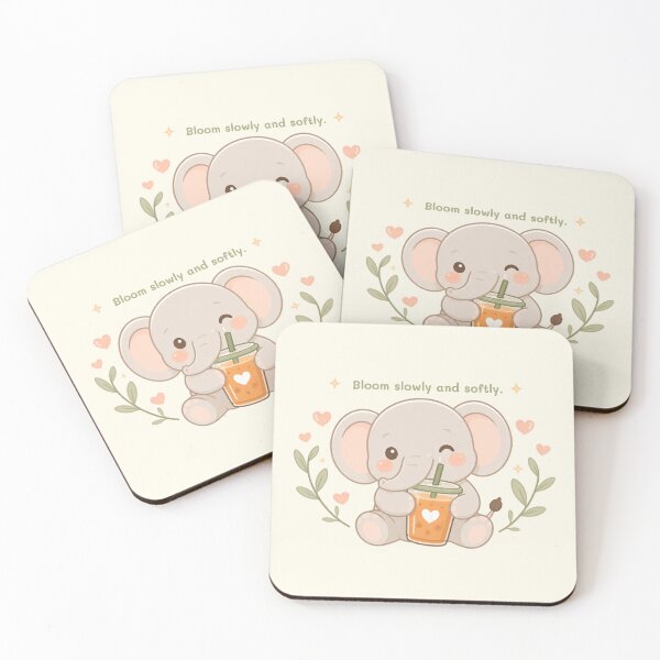Item preview, Bloom Slowly – Cute Thai Elephant & Thai Tea Illustration | Soft Thailand™ designed and sold by CosmicQuietStudio.