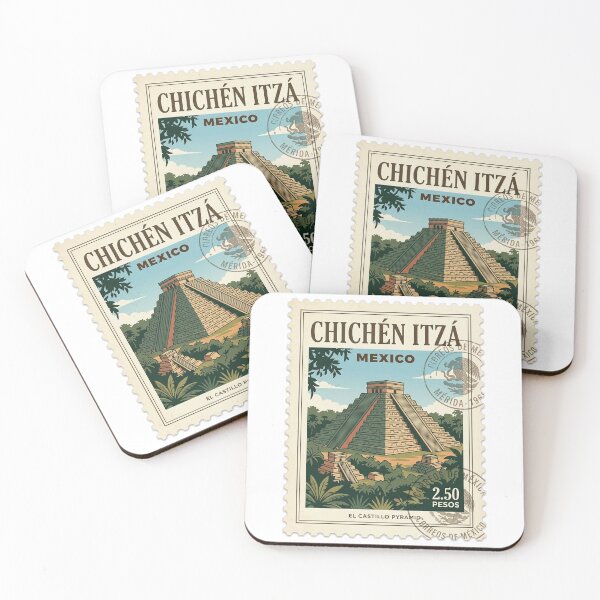 Item preview, Vintage Chichen Itza Mexico El Castillo Travel Stamp designed and sold by k3rstman1.