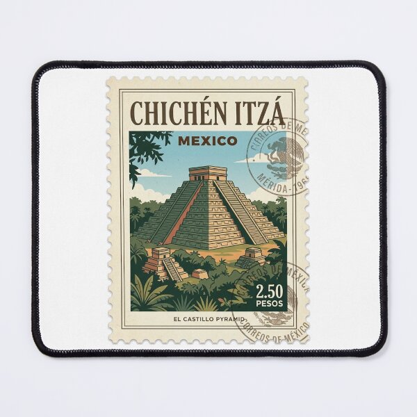 Item preview, Vintage Chichen Itza Mexico El Castillo Travel Stamp designed and sold by k3rstman1.