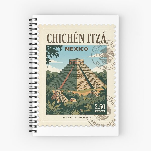 Item preview, Vintage Chichen Itza Mexico El Castillo Travel Stamp designed and sold by k3rstman1.