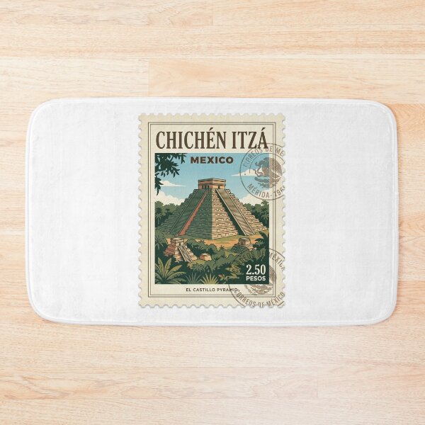Item preview, Vintage Chichen Itza Mexico El Castillo Travel Stamp designed and sold by k3rstman1.