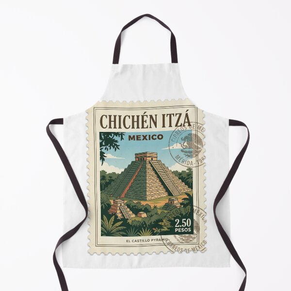 Item preview, Vintage Chichen Itza Mexico El Castillo Travel Stamp designed and sold by k3rstman1.